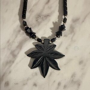 Black Hematite Cannabis Necklace